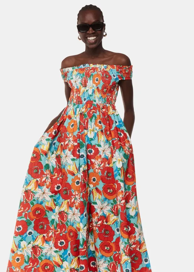 Whistles Dresses Multicolour Blossom Tulips Bardot Dress 8211 Women