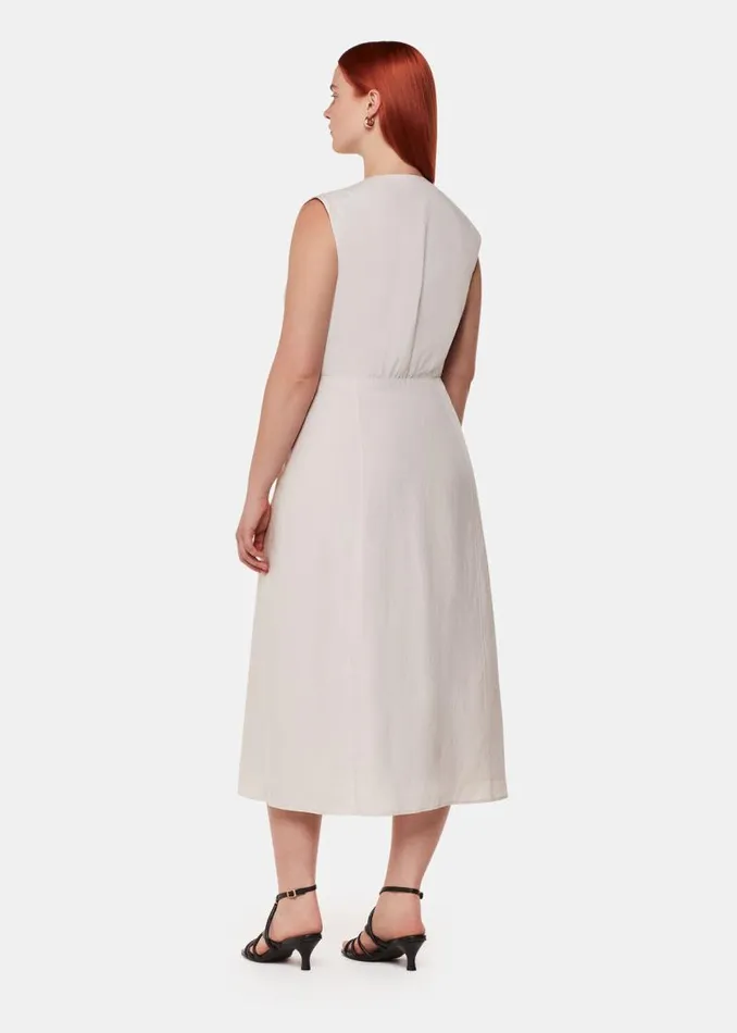 Whistles Dresses Neutral Abbie Linen Blend Midi Dress 8211 Women