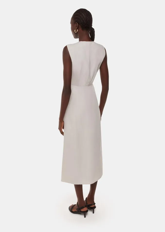 Whistles Dresses Neutral Abbie Linen Blend Midi Dress 8211 Women