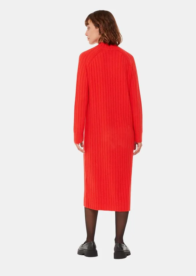 Whistles Dresses Red Ribbed Knitted Midi Sweater Dress 8211 Women