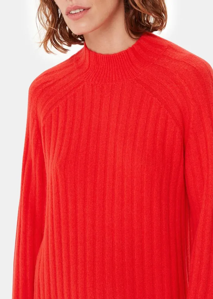 Whistles Dresses Red Ribbed Knitted Midi Sweater Dress 8211 Women