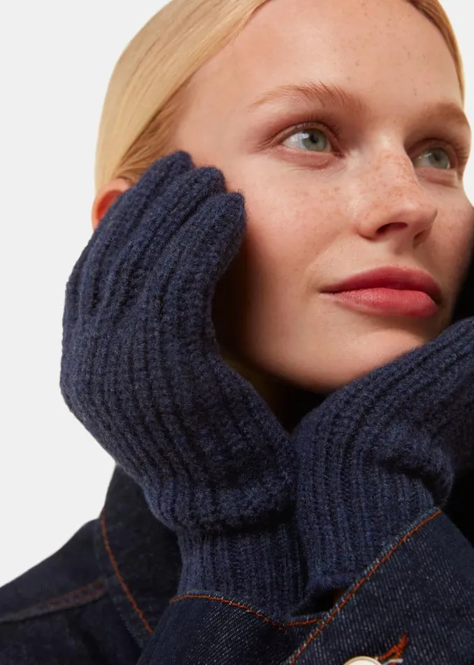 Whistles Hats Gloves and Scarves Navy Lambswool Gloves 8211 Women