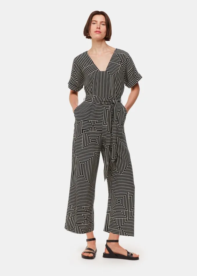 Whistles Jumpsuits Black Angled Stripe Jumpsuit 8211 Women