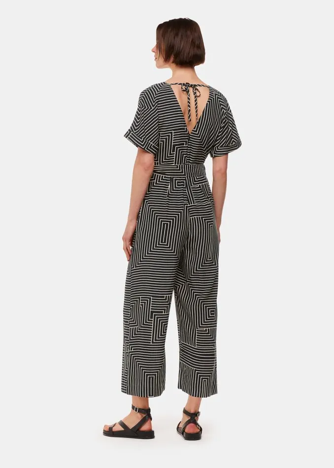 Whistles Jumpsuits Black Angled Stripe Jumpsuit 8211 Women