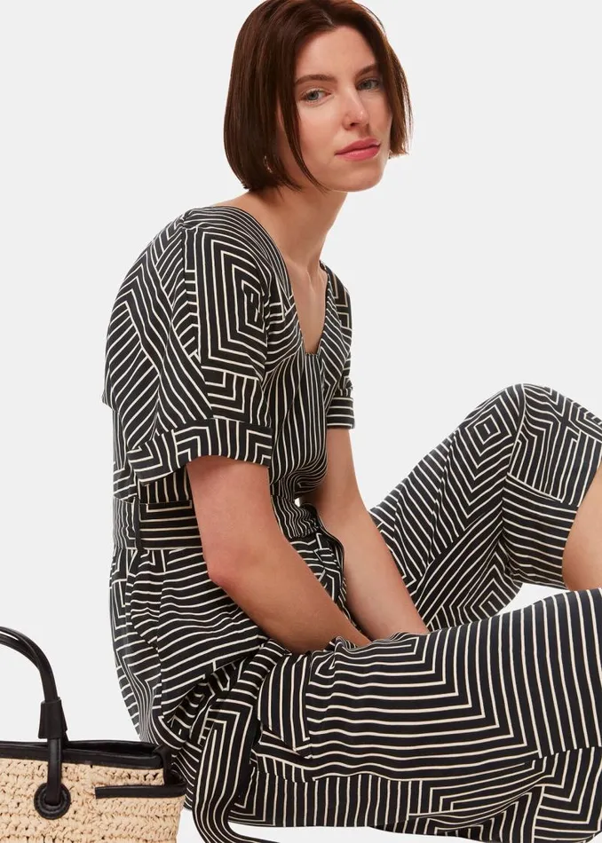 Whistles Jumpsuits Black Angled Stripe Jumpsuit 8211 Women