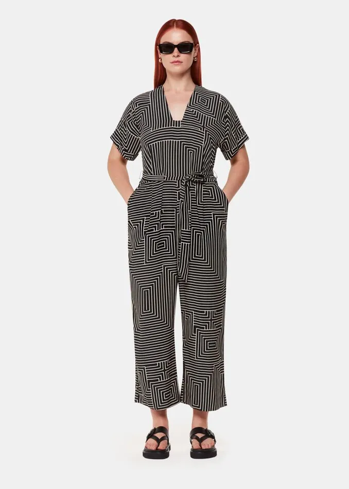 Whistles Jumpsuits Black Angled Stripe Jumpsuit 8211 Women