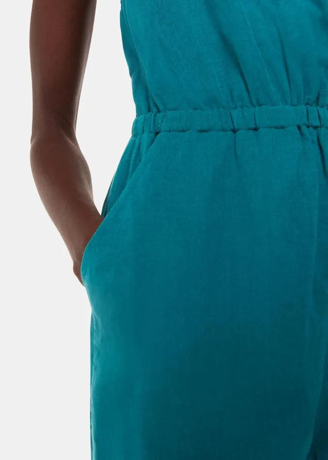 Whistles Jumpsuits Teal Wrap Linen Blend Jumpsuit 8211 Women