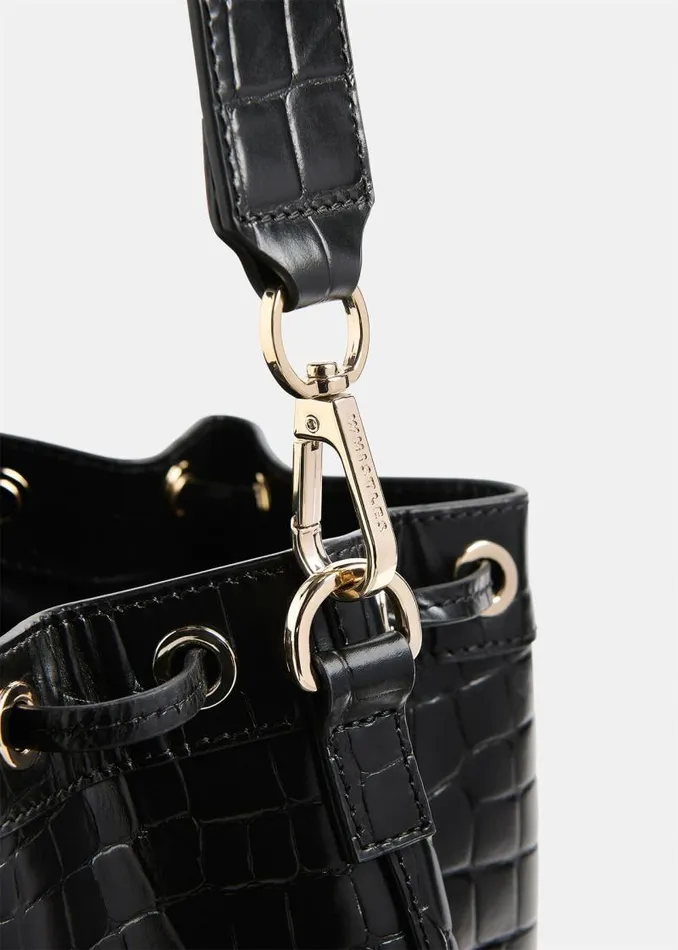 Whistles Leather Black Giulia Croc Bucket Bag 8211 Women