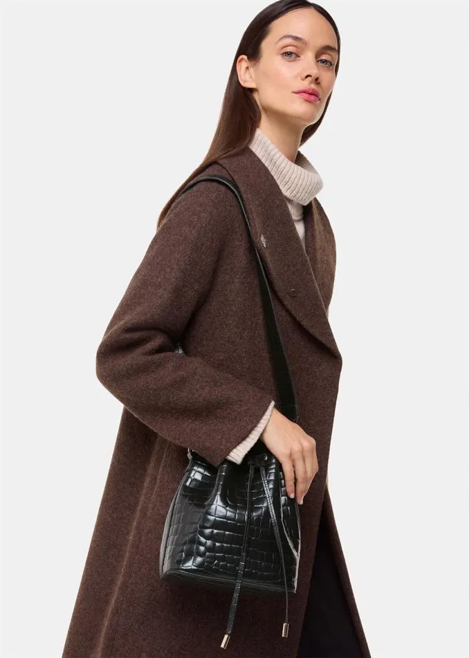 Whistles Leather Black Giulia Croc Bucket Bag 8211 Women