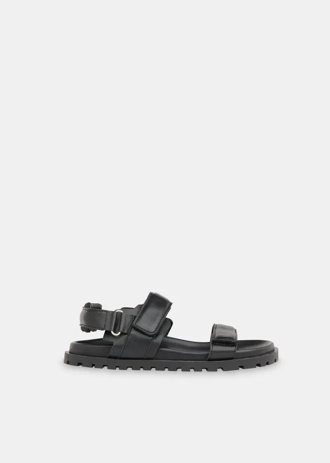 Whistles Leather Black Ria Sporty Velcro Sandal 8211 Women