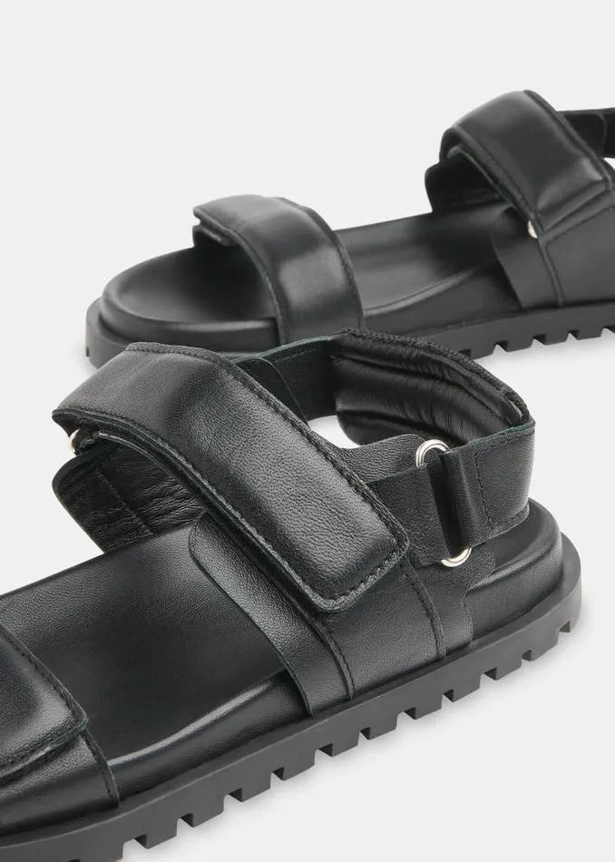 Whistles Leather Black Ria Sporty Velcro Sandal 8211 Women