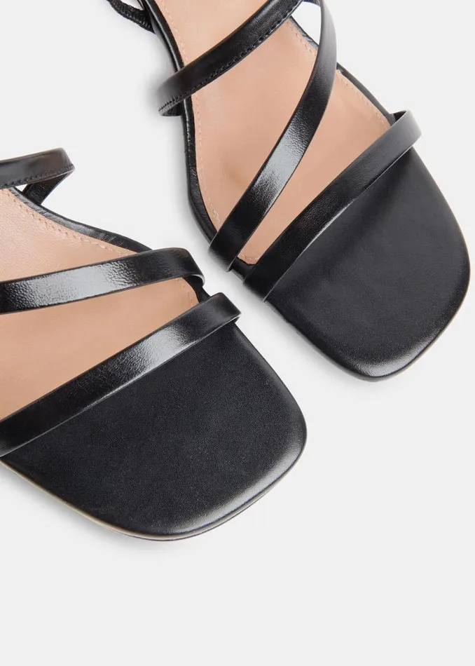 Whistles Leather Black Tenley Strappy Heeled Sandal 8211 Women