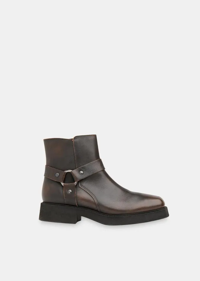Whistles Leather Brown Matteo Burnished Biker Boot 8211 Women