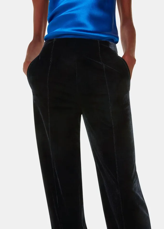 Whistles Pants Black Velvet Full Length Pants 8211 Women