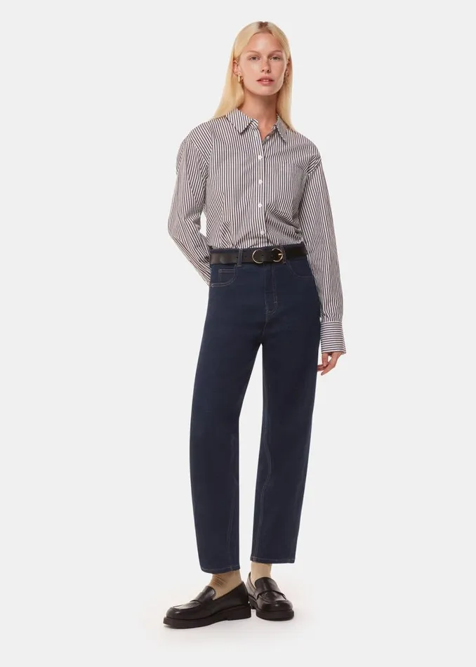 Whistles Pants Dark Denim Stretch Barrel Leg Jean 8211 Women