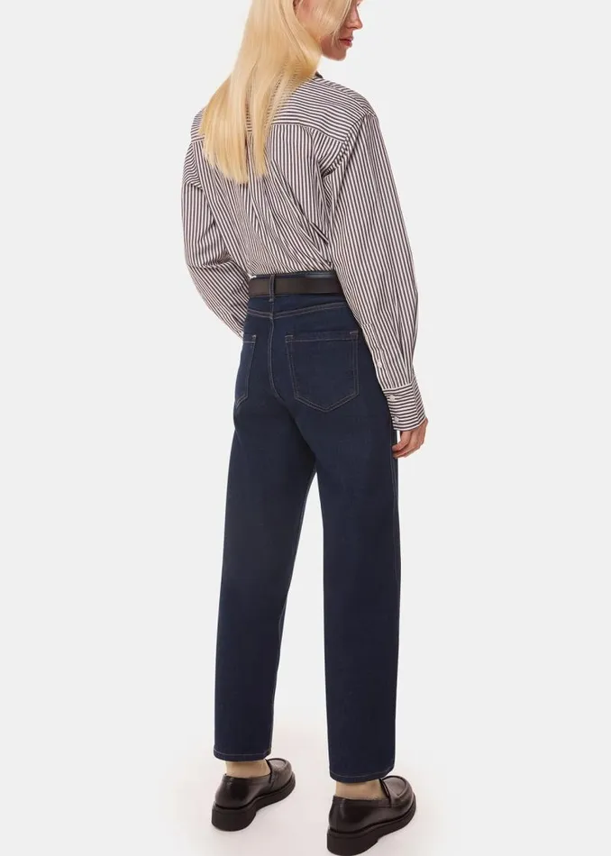 Whistles Pants Dark Denim Stretch Barrel Leg Jean 8211 Women