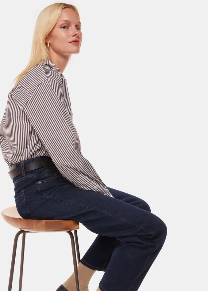 Whistles Pants Dark Denim Stretch Barrel Leg Jean 8211 Women