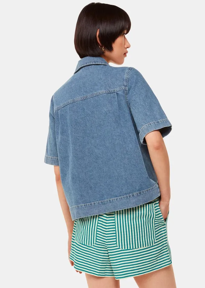 Whistles Pants Green Stripe Linen Blend Short 8211 Women