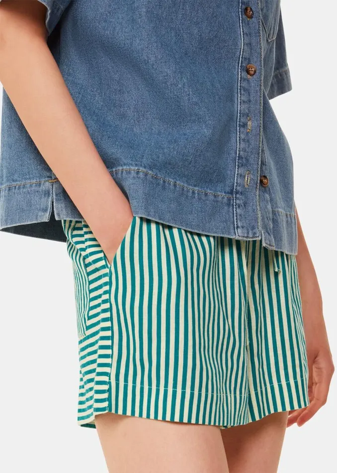 Whistles Pants Green Stripe Linen Blend Short 8211 Women