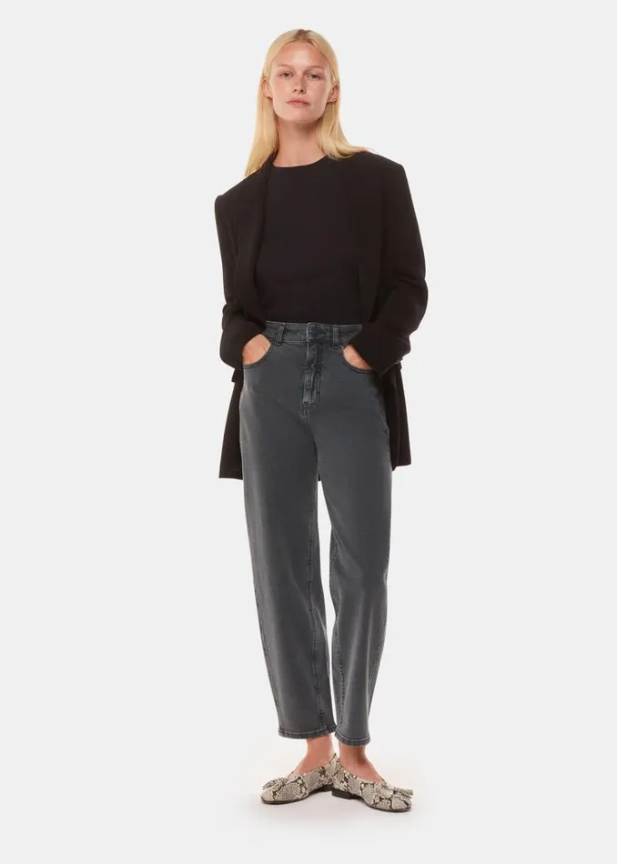 Whistles Pants Grey Stretch Barrel Leg Jean 8211 Women