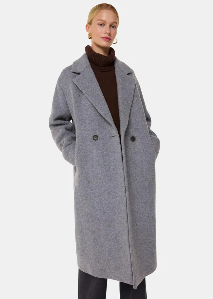 Whistles Petite Coats and Jackets Grey Petite Eliza Double Breasted Coat 8211 Women