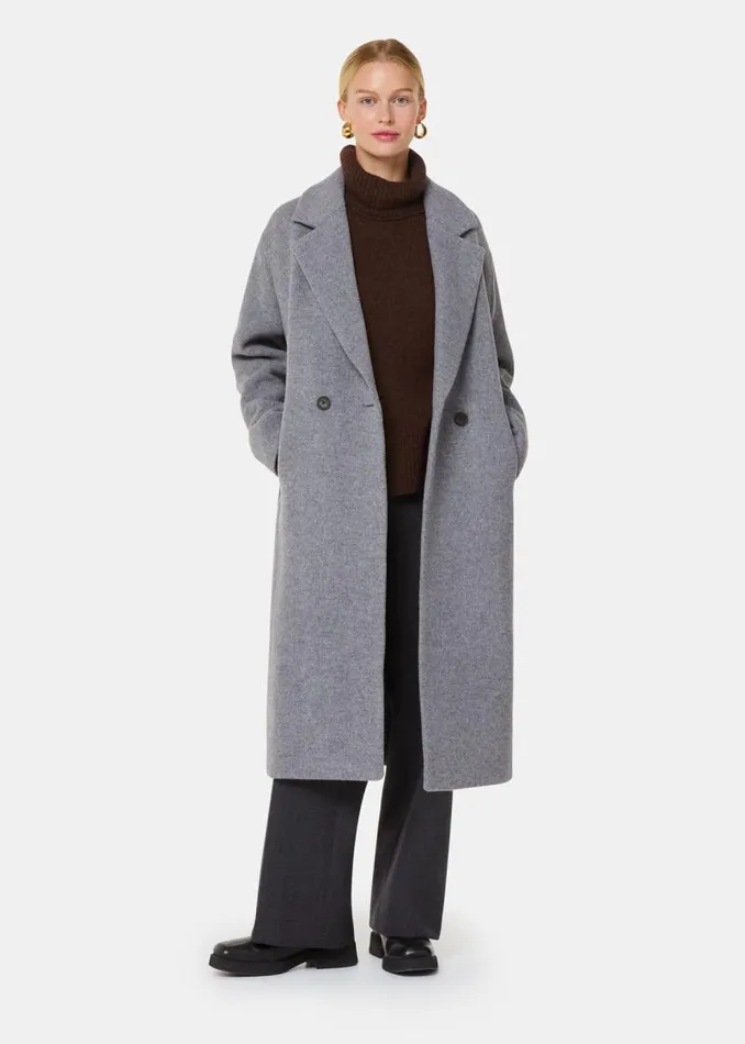 Whistles Petite Coats and Jackets Grey Petite Eliza Double Breasted Coat 8211 Women