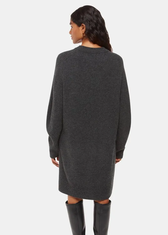 Whistles Petite Dresses and Jumpsuits Grey Petite Ava Round Neck Sweater Dress 8211 Women