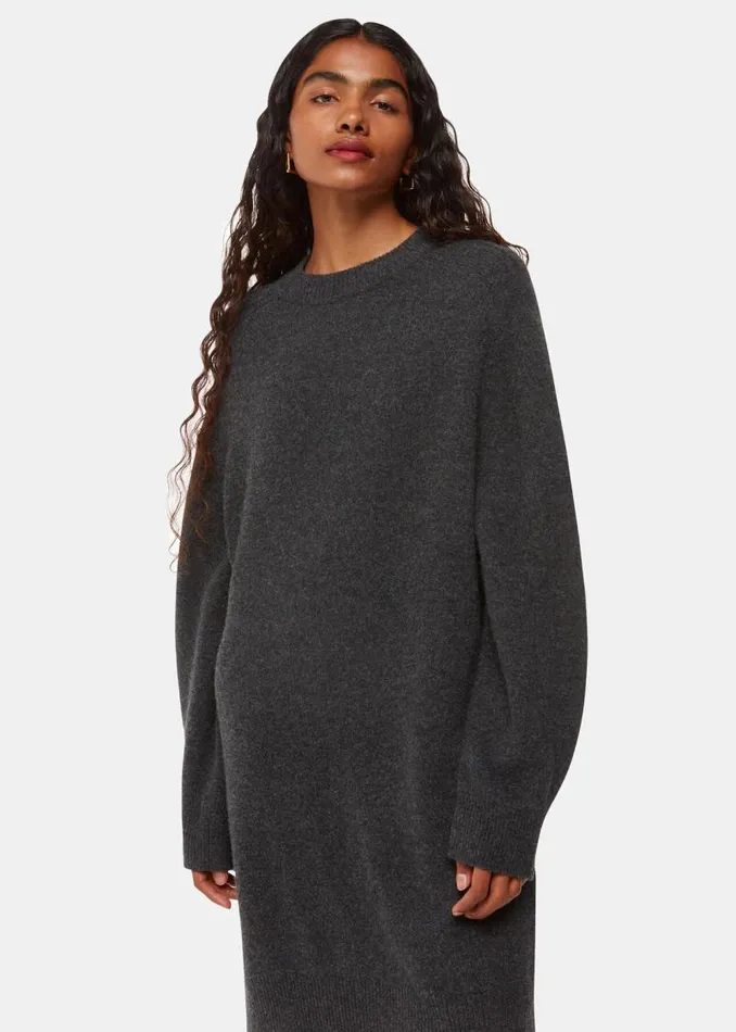Whistles Petite Dresses and Jumpsuits Grey Petite Ava Round Neck Sweater Dress 8211 Women
