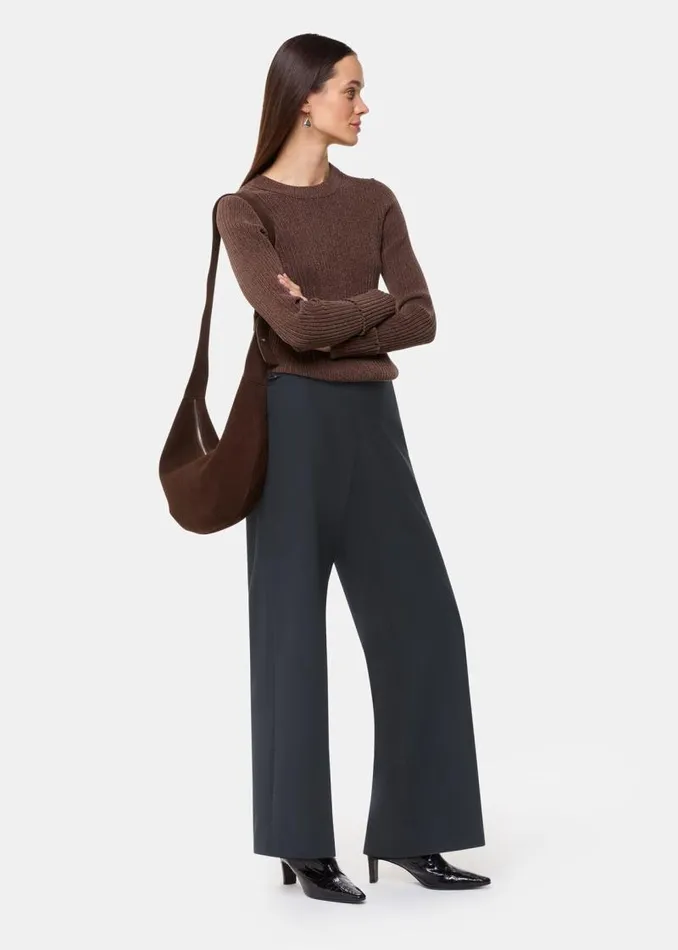 Whistles Petite Pants and Jeans Black Petite Wool Blend Tab Detail Trouser 8211 Women