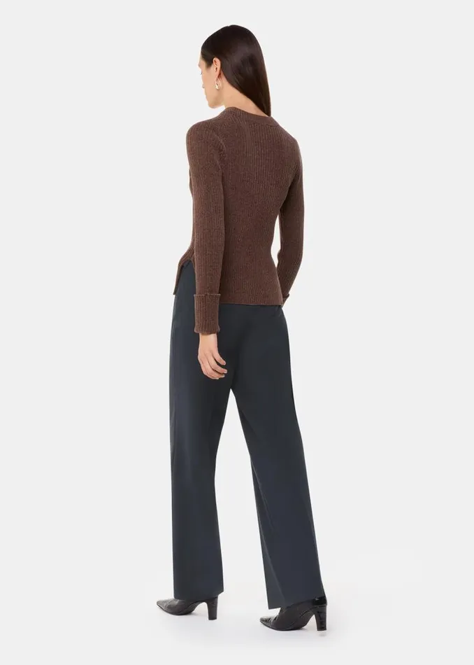 Whistles Petite Pants and Jeans Black Petite Wool Blend Tab Detail Trouser 8211 Women