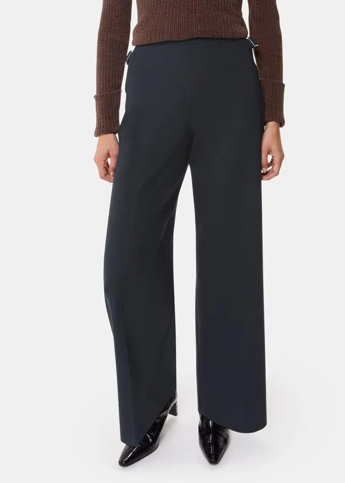 Whistles Petite Pants and Jeans Black Petite Wool Blend Tab Detail Trouser 8211 Women