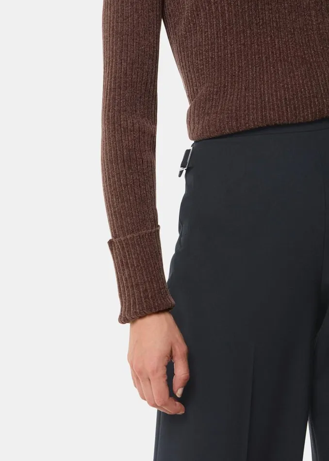 Whistles Petite Pants and Jeans Black Petite Wool Blend Tab Detail Trouser 8211 Women