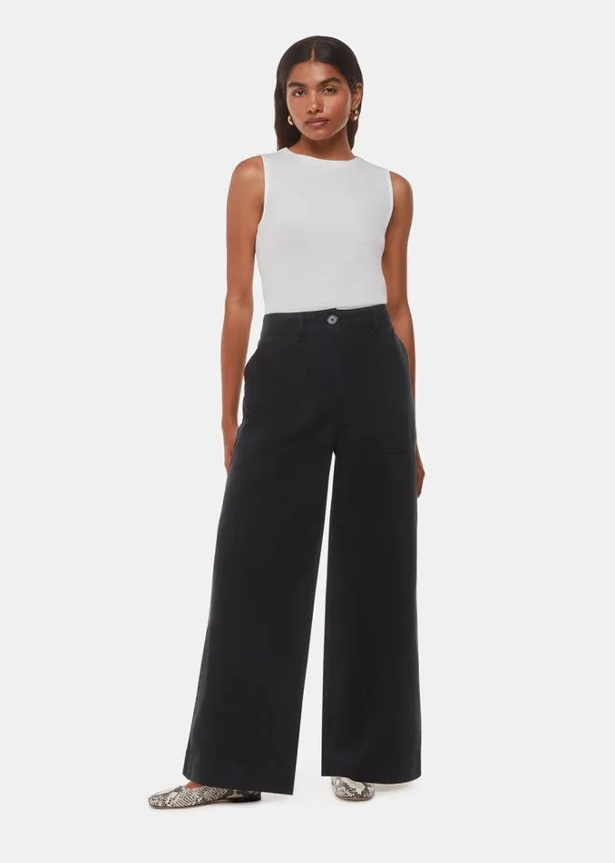 Whistles Petite Pants and Jeans Washed Black Petite Ruth Relaxed Leg Pants 8211 Women
