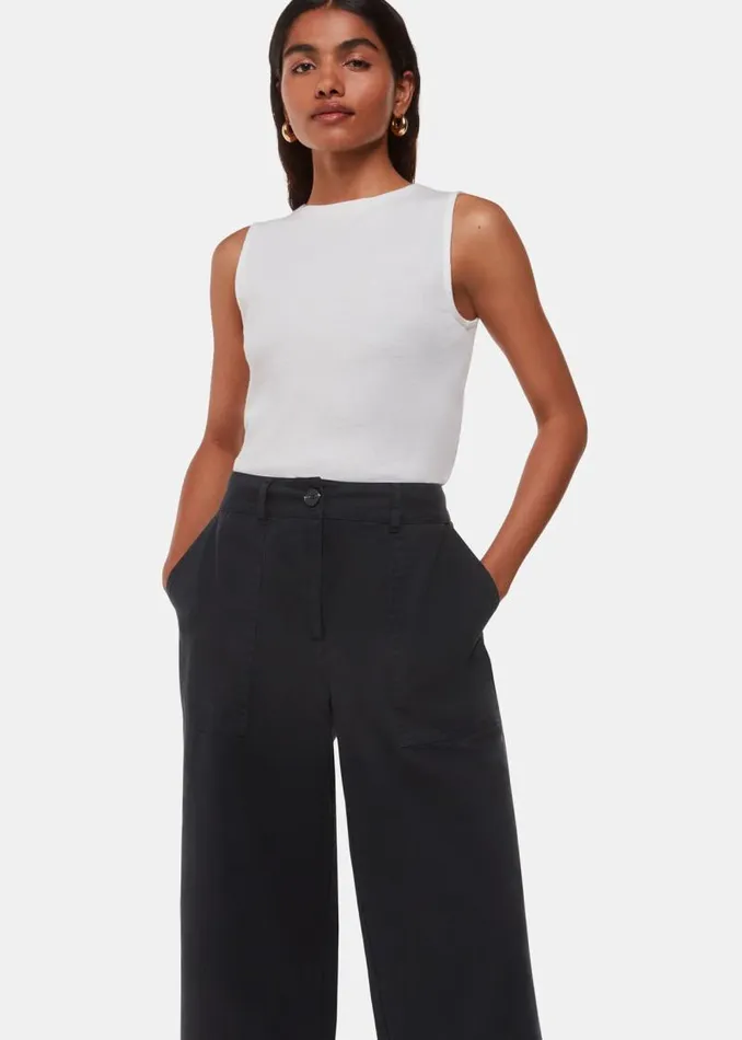 Whistles Petite Pants and Jeans Washed Black Petite Ruth Relaxed Leg Pants 8211 Women