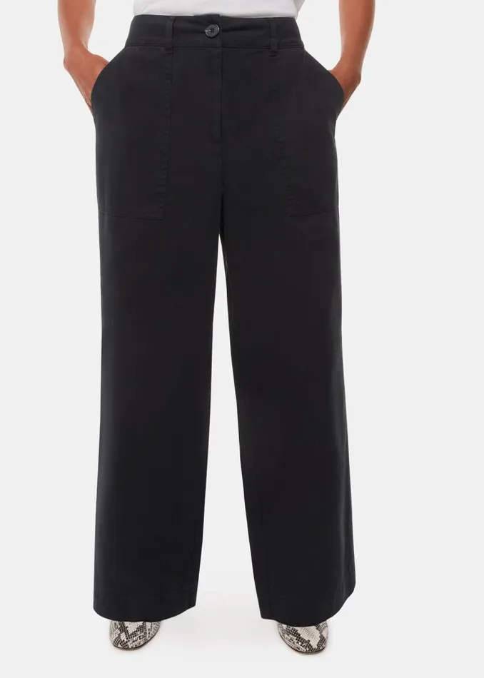 Whistles Petite Pants and Jeans Washed Black Petite Ruth Relaxed Leg Pants 8211 Women