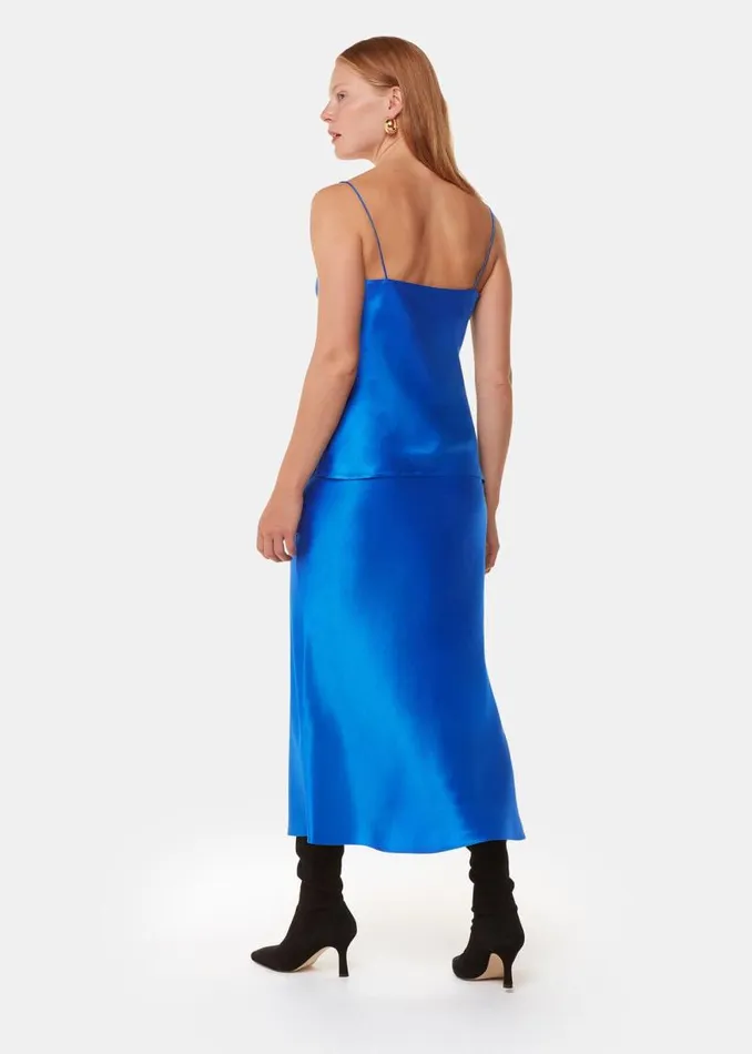 Whistles Skirts Blue Satin Bias Cut Skirt 8211 Women