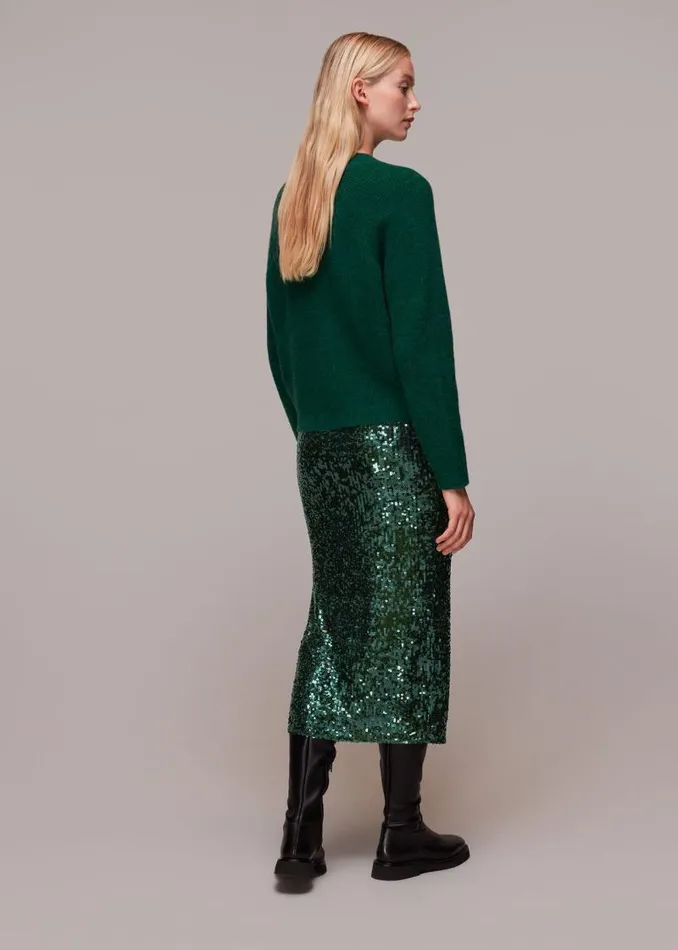 Whistles Skirts Dark Green Sequin Column Skirt 8211 Women