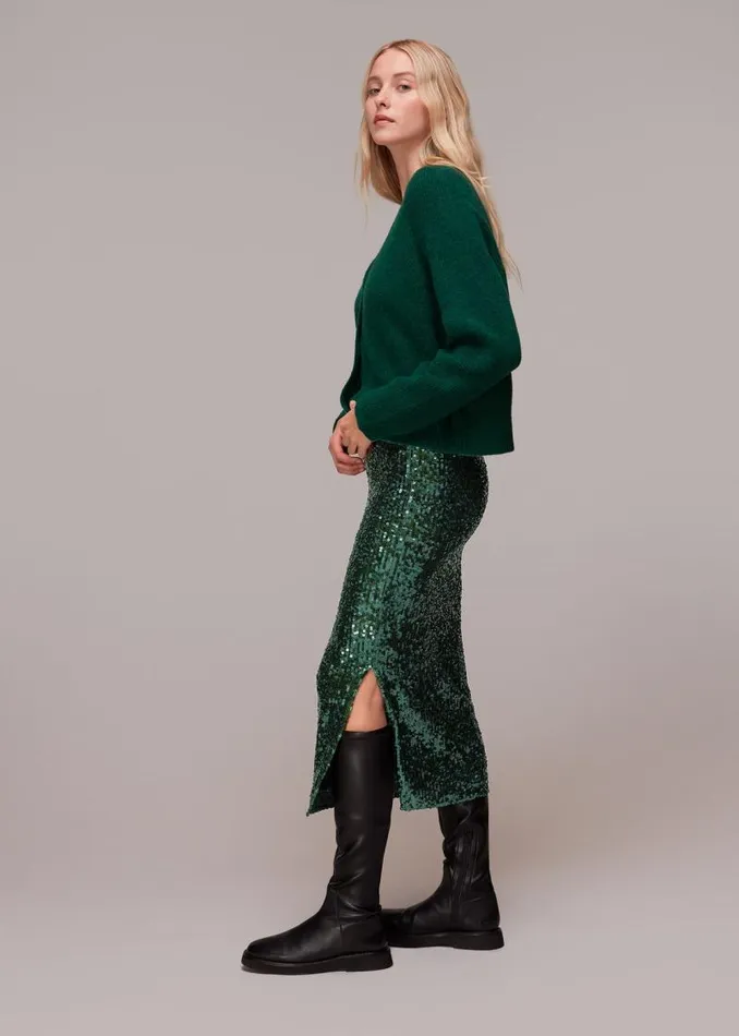 Whistles Skirts Dark Green Sequin Column Skirt 8211 Women