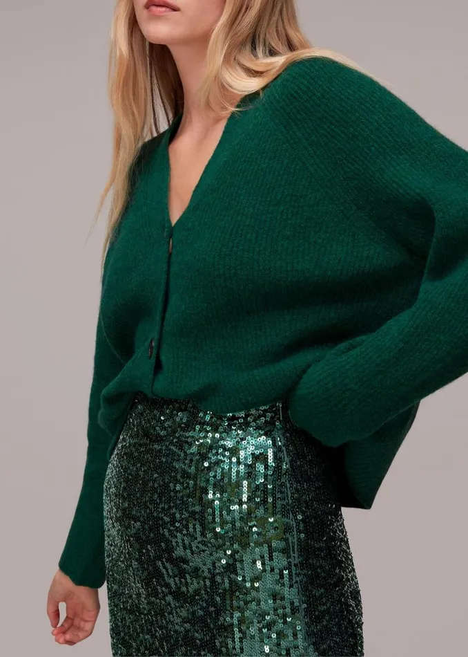 Whistles Skirts Dark Green Sequin Column Skirt 8211 Women