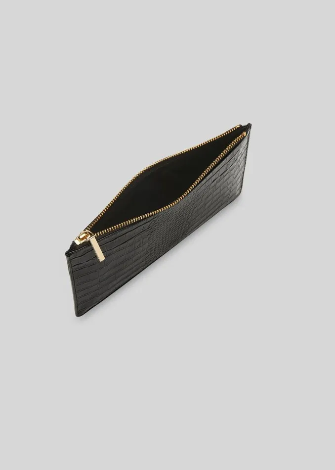 Whistles Small Bags and Clutches Black Shiny Croc Small Clutch 8211 Women