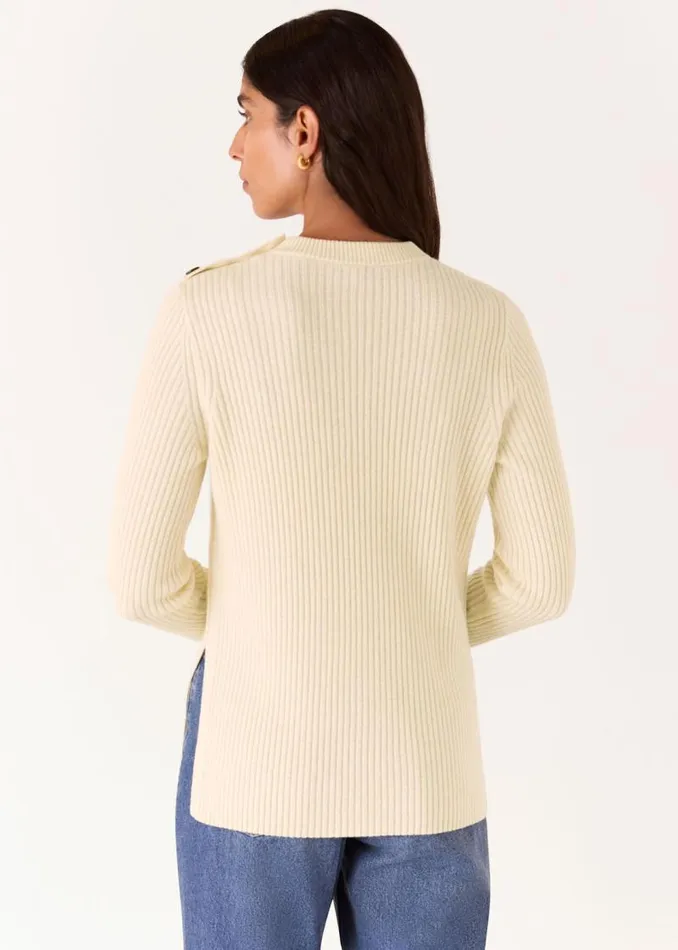 Whistles Sweaters and Cashmere Ivory Button Detail Longline Sweater 8211 Women