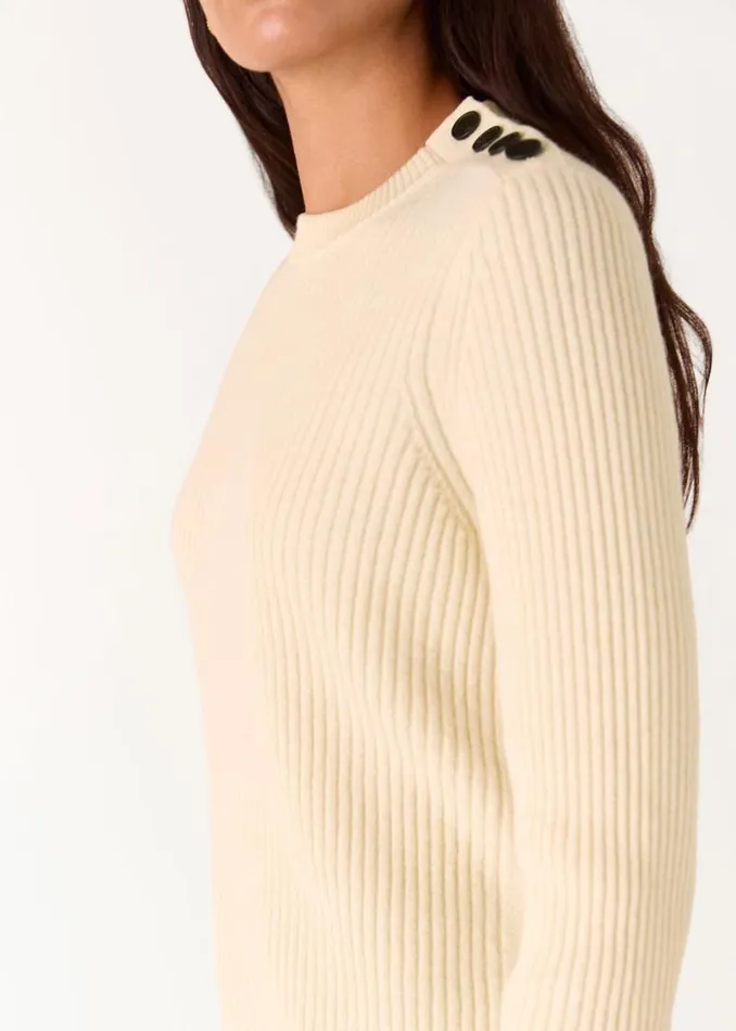 Whistles Sweaters and Cashmere Ivory Button Detail Longline Sweater 8211 Women