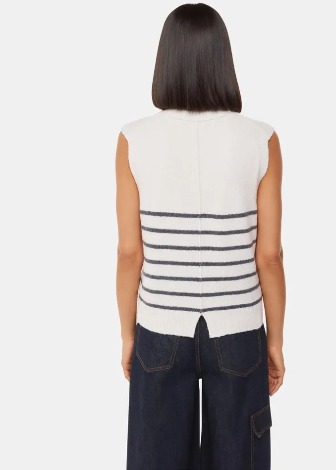 Whistles Sweaters and Cashmere Ivory Stripe Textured Sweater Vest 8211 Women