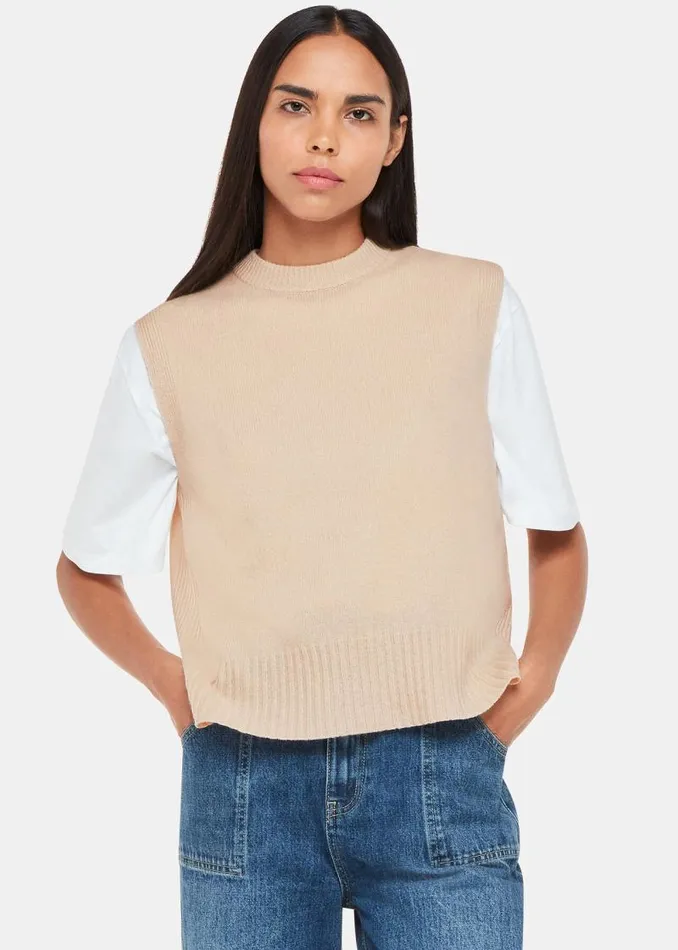Whistles Sweaters and Cashmere Ivory Wool Sleeveless Sweater Vest 8211 Women