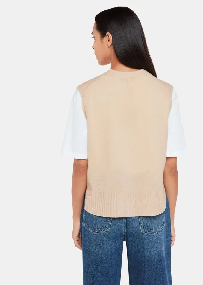 Whistles Sweaters and Cashmere Ivory Wool Sleeveless Sweater Vest 8211 Women
