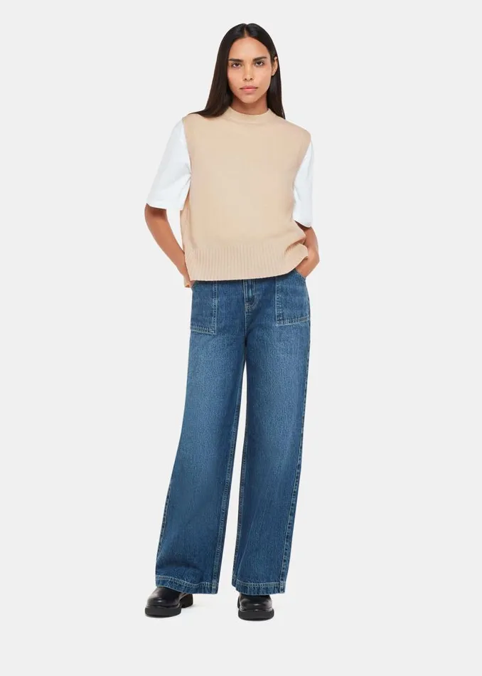 Whistles Sweaters and Cashmere Ivory Wool Sleeveless Sweater Vest 8211 Women