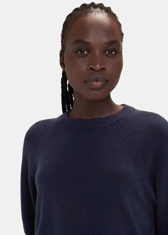 Whistles Sweaters and Cashmere Navy Ultimate Cashmere Crew Neck Sweater 8211 Women