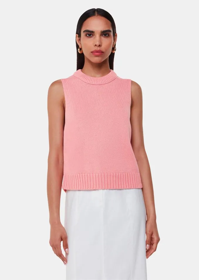 Whistles Sweaters and Cashmere Pink Indie Rib Detail Sweater Vest 8211 Women