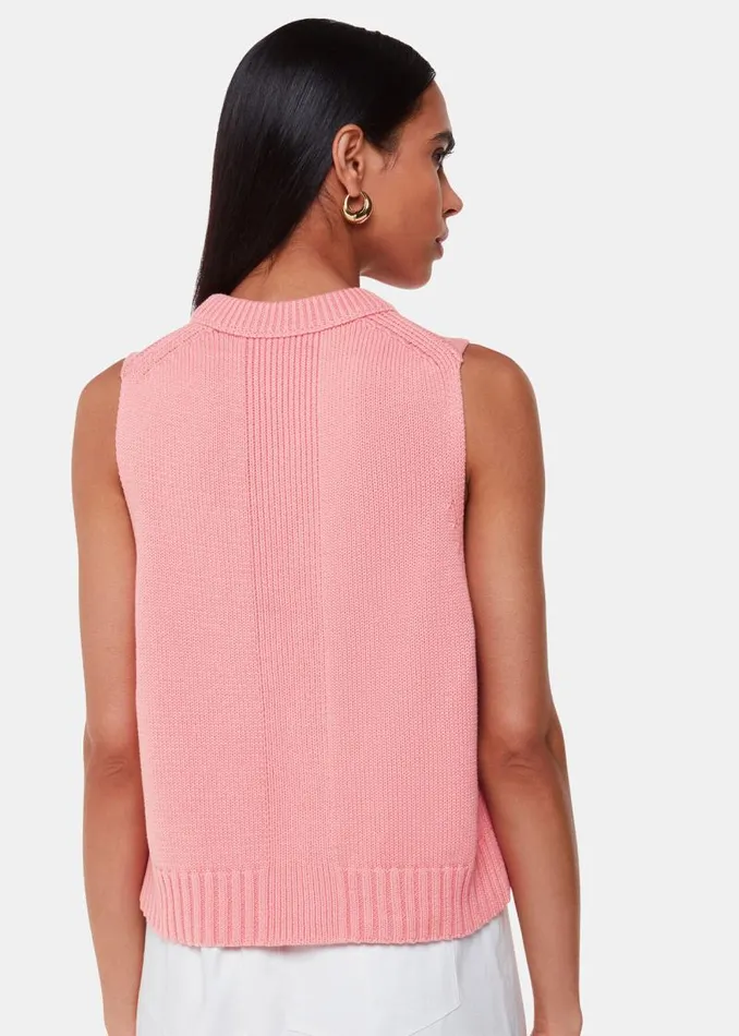 Whistles Sweaters and Cashmere Pink Indie Rib Detail Sweater Vest 8211 Women