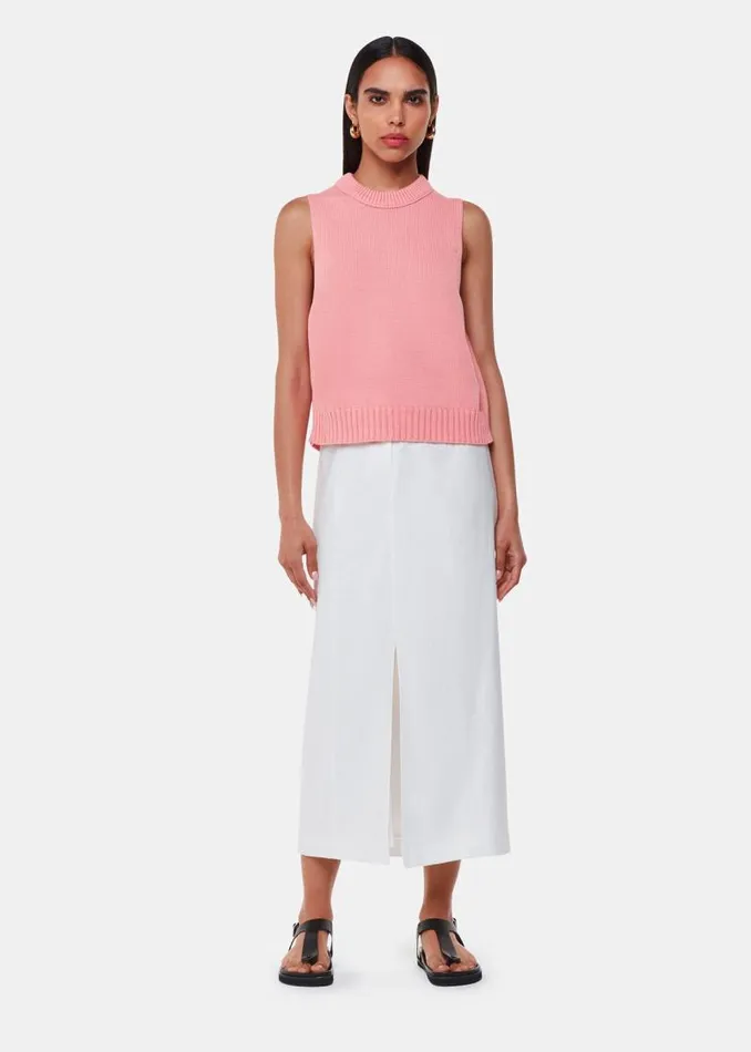 Whistles Sweaters and Cashmere Pink Indie Rib Detail Sweater Vest 8211 Women
